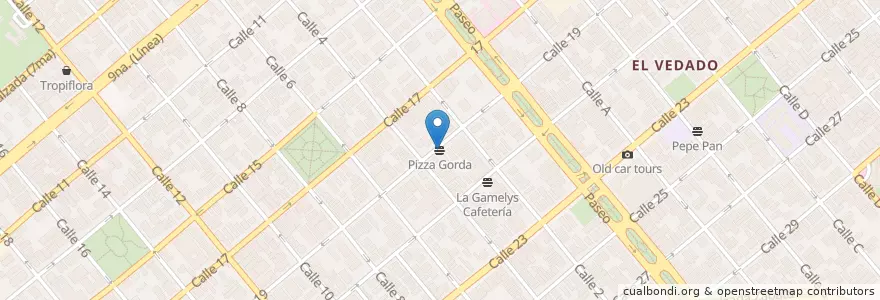 Mapa de ubicacion de Pizza Gorda en کوبا, La Habana, Plaza De La Revolución.