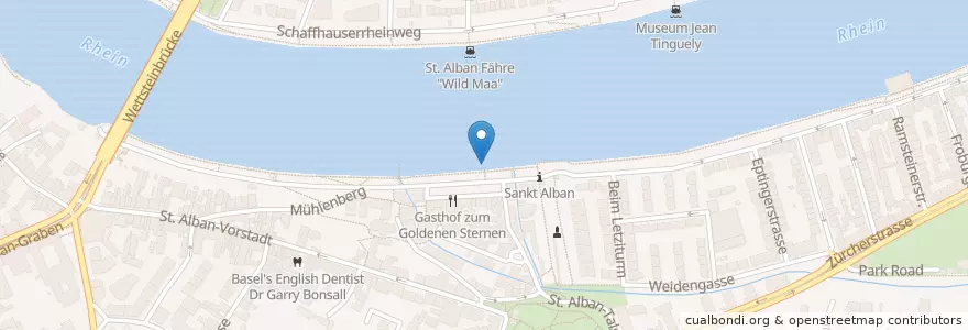 Mapa de ubicacion de St. Alban Fähre "Wild Maa" en سويسرا, مدينة بازل, Basel.