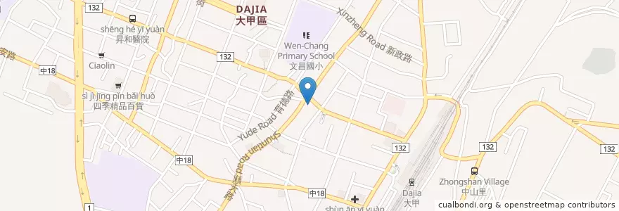 Mapa de ubicacion de 新光銀行 en Tayvan, Taichung, 大甲區.