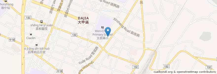 Mapa de ubicacion de 臺灣銀行 en Тайвань, Тайчжун, 大甲區.