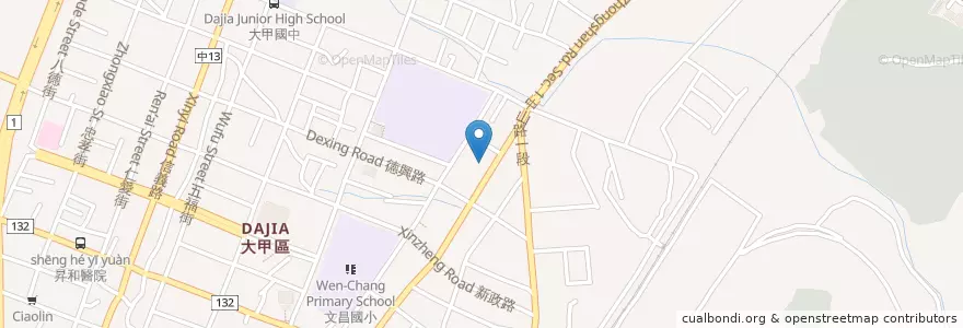 Mapa de ubicacion de 彰化商業銀行 en 타이완, 타이중 시, 다자 구.