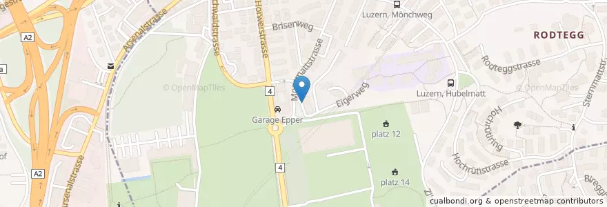 Mapa de ubicacion de Restaurant Allmend - Kegelsporthalle en 瑞士, Luzern, Luzern.