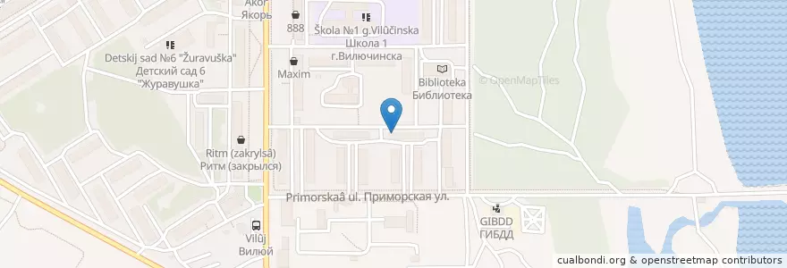 Mapa de ubicacion de Приморский совет ветеранов en ロシア, 極東連邦管区, カムチャツカ地方, エリゾヴォ地区, ヴィリュチンスク管区.
