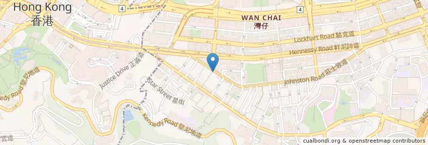 Mapa de ubicacion de 莊士敦道郵政局 Johnston Road Post Office en China, Cantão, Hong Kong, Ilha De Hong Kong, Novos Territórios, 灣仔區 Wan Chai District.