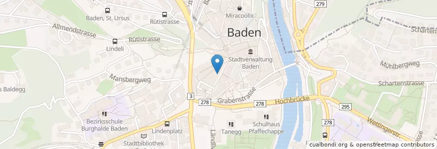 Mapa de ubicacion de Rose en Schweiz/Suisse/Svizzera/Svizra, Aargau, Bezirk Baden, Baden.