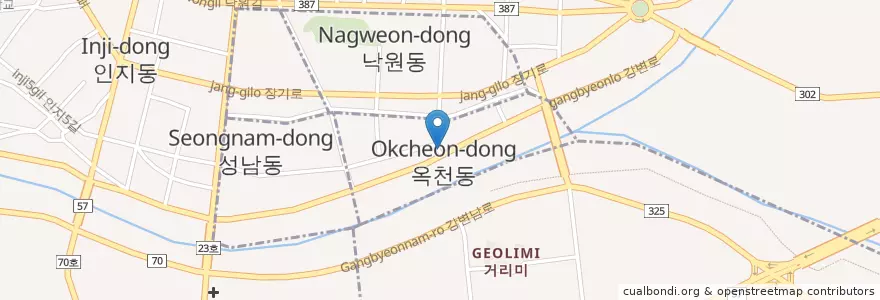 Mapa de ubicacion de 옥천동 en Südkorea, Gyeonggi-Do, 안성시, 옥천동.