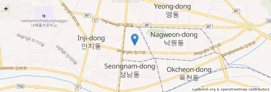Mapa de ubicacion de 창전동 en 대한민국, 경기도, 안성시, 창전동.