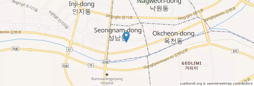 Mapa de ubicacion de 성남동 en 大韓民国, 京畿道, 安城市, 성남동.