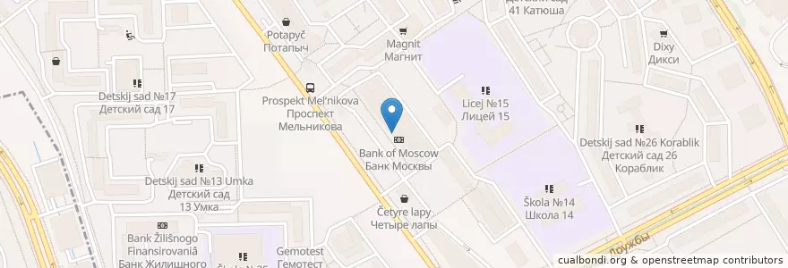 Mapa de ubicacion de Сбербанк en روسیه, Центральный Федеральный Округ, استان مسکو, Городской Округ Химки.