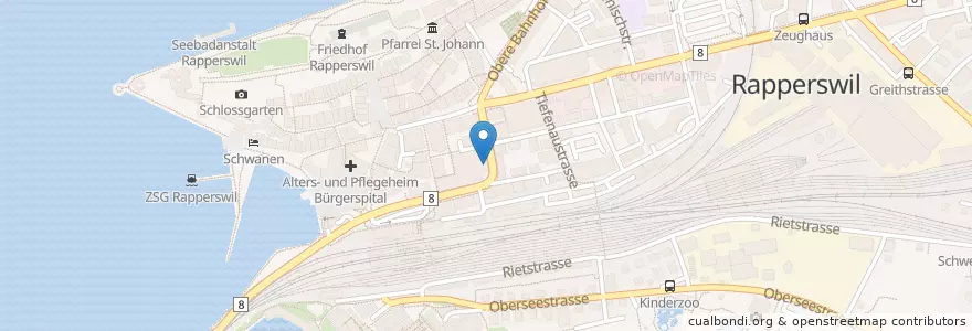 Mapa de ubicacion de Migros Bank en Suíça, Sankt Gallen, Wahlkreis See-Gaster, Rapperswil-Jona.