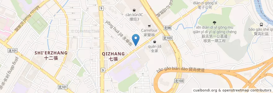 Mapa de ubicacion de 小樂精緻麵食館 en Taïwan, Nouveau Taipei, Xindian.