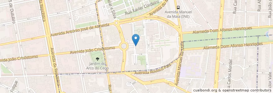 Mapa de ubicacion de Santander Totta en 포르투갈, Área Metropolitana De Lisboa, Lisboa, Grande Lisboa, 리스본, Areeiro.