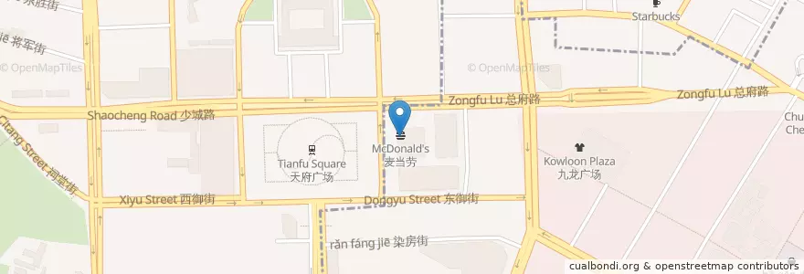 Mapa de ubicacion de 星巴克 en Cina, Sichuan, 成都市, 盐市口街道 (Yanshikou).