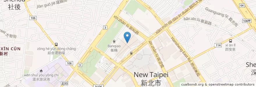 Mapa de ubicacion de starbucks en 臺灣, 新北市, 板橋區.