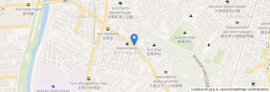 Mapa de ubicacion de やきとり 大将 en اليابان, كاناغاوا, 横浜市, 港北区.