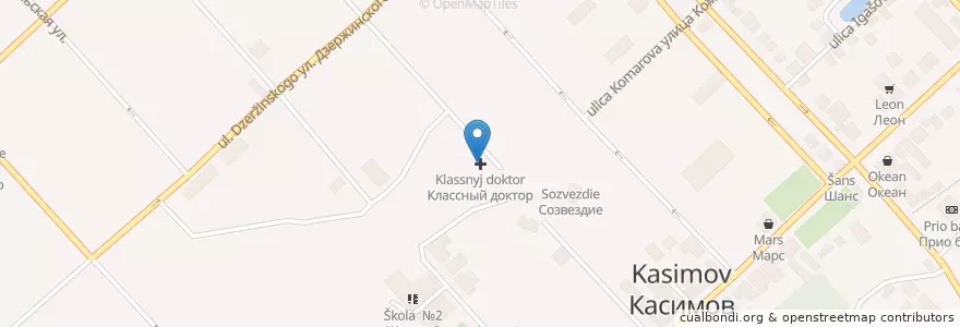 Mapa de ubicacion de Классный доктор en Rusia, Distrito Federal Central, Óblast De Riazán, Касимовский Район, Городской Округ Касимов.
