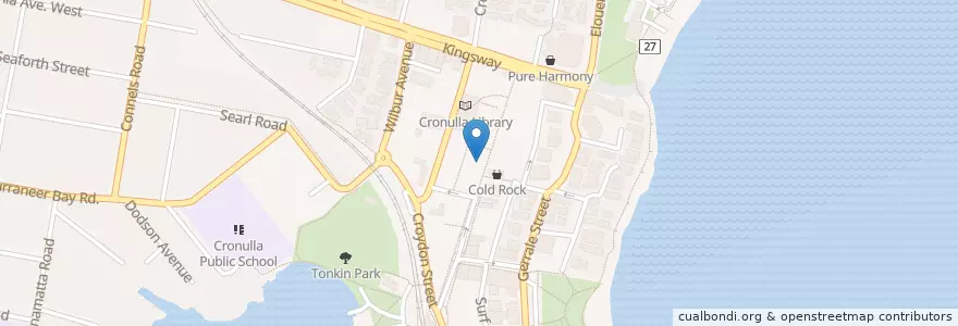 Mapa de ubicacion de Cronulla Post Office en Australia, New South Wales, Sutherland Shire Council, Sydney.