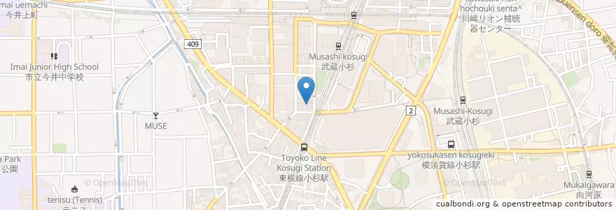 Mapa de ubicacion de 牛タン 木村 en 日本, 神奈川県, 川崎市, 中原区.