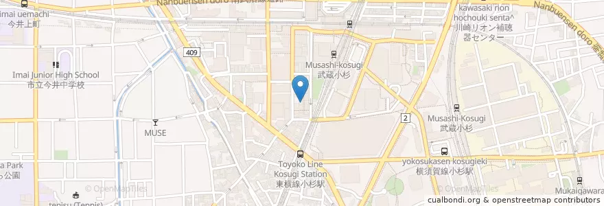 Mapa de ubicacion de 新撰組 en Japan, Präfektur Kanagawa, 川崎市, 中原区.