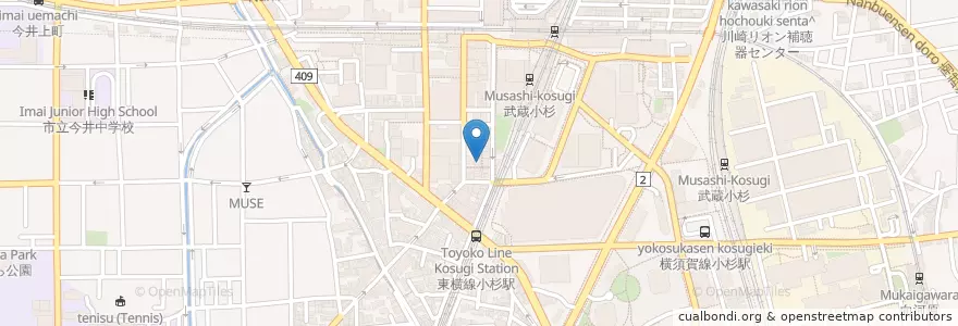 Mapa de ubicacion de 居酒屋 こすぎ en Japan, Präfektur Kanagawa, 川崎市, 中原区.