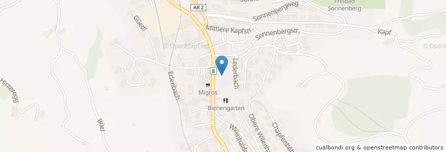 Mapa de ubicacion de Schulhaus Wilen en Schweiz/Suisse/Svizzera/Svizra, Appenzell Ausserrhoden, Sankt Gallen, Hinterland, Herisau.