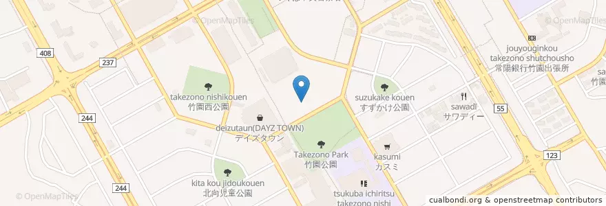 Mapa de ubicacion de No4B parking en 日本, 茨城県, つくば市.