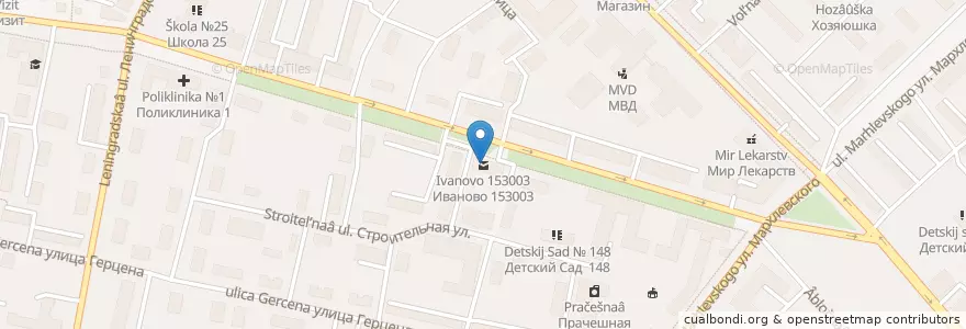 Mapa de ubicacion de Иваново 153003 en Rusland, Centraal Federaal District, Oblast Ivanovo, Ивановский Район, Городской Округ Иваново.