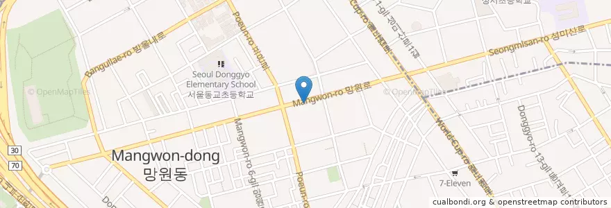 Mapa de ubicacion de Khokho en Zuid-Korea, Seoel, 마포구, 망원1동.