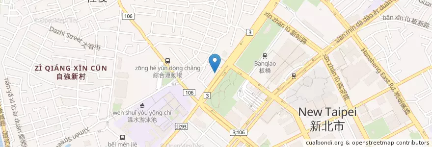 Mapa de ubicacion de 瓦城泰國料理 en تايوان, تايبيه الجديدة, 板橋區.
