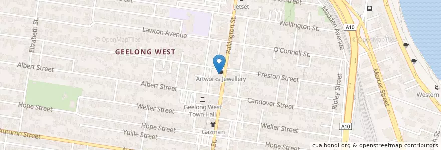 Mapa de ubicacion de Pizza Bar en Avustralya, Victoria, City Of Greater Geelong.