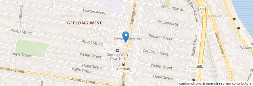 Mapa de ubicacion de Rushbrooks Cafe en Australia, Victoria, City Of Greater Geelong.