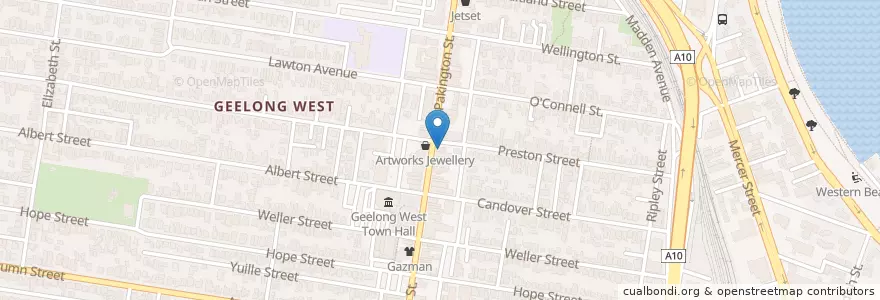 Mapa de ubicacion de King George Fish & Chips en Australia, Victoria, City Of Greater Geelong.