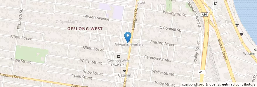 Mapa de ubicacion de Bar Pizza en Australië, Victoria, City Of Greater Geelong.