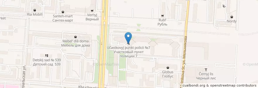 Mapa de ubicacion de Участковый пункт полиции №7 en ロシア, ウラル連邦管区, スヴェルドロフスク州, エカテリンブルク管区.