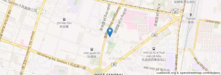 Mapa de ubicacion de 北澤壽喜燒 en تايوان, تاينان, 中西區.