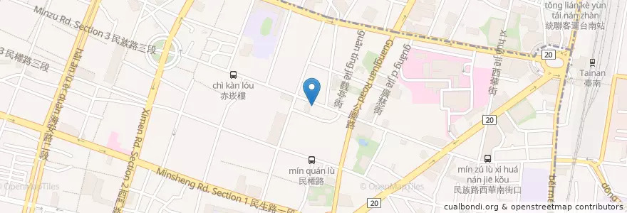 Mapa de ubicacion de 欣欣餐廳 en 臺灣, 臺南市, 中西區.