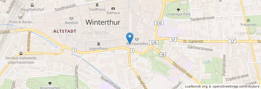Mapa de ubicacion de Stadtmuur en Schweiz/Suisse/Svizzera/Svizra, Zürich, Bezirk Winterthur, Winterthur.