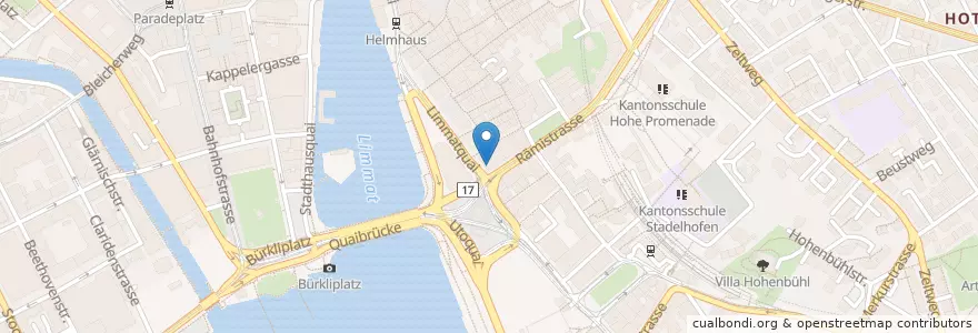 Mapa de ubicacion de Odeon Apotheke en Switzerland, Zurich, District Zurich, Zurich.