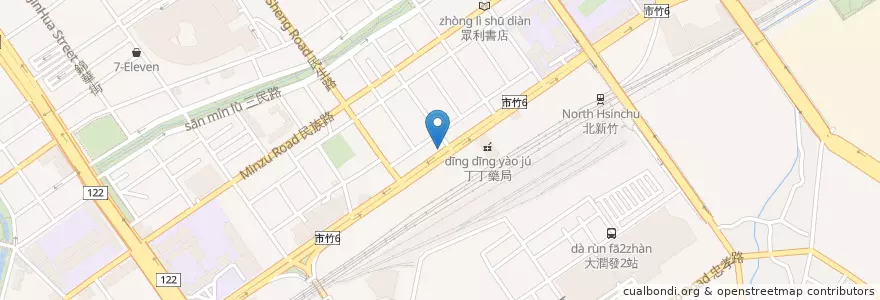 Mapa de ubicacion de 明德素食園(新竹店) en Tayvan, 臺灣省, Hsinchu, 東區.