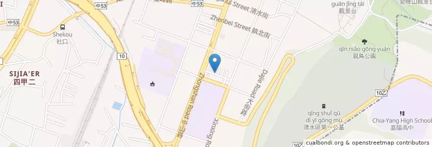 Mapa de ubicacion de 伯仲亭 en Taiwan, Taichung, Qingshui District.