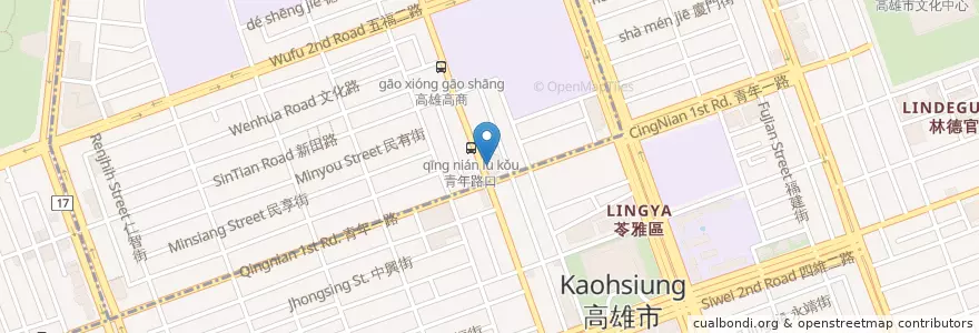 Mapa de ubicacion de 皇妃大舞廳 en تايوان, كاوهسيونغ, 新興區, 苓雅區.
