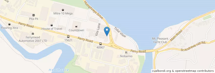Mapa de ubicacion de Ferrymead en نیوزیلند, کنتربری, Christchurch City, Linwood-Central-Heathcote Community, Ferrymead.