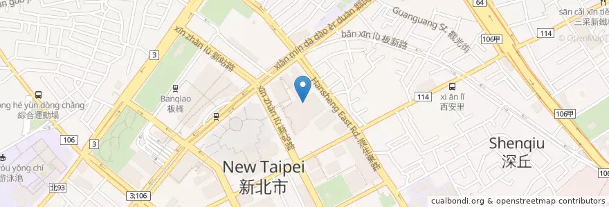Mapa de ubicacion de 金色三麥 en تايوان, تايبيه الجديدة, 板橋區.