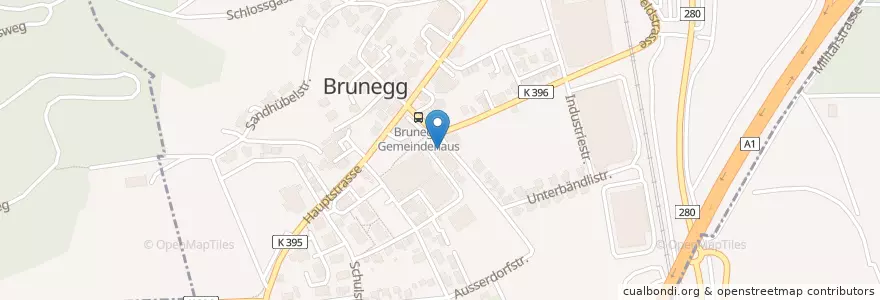 Mapa de ubicacion de Gemeindeverwaltung Brunegg en Switzerland, Aargau, Bezirk Lenzburg, Brunegg.