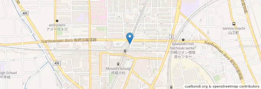 Mapa de ubicacion de タイムズ en Japão, 神奈川県, 川崎市, 中原区.