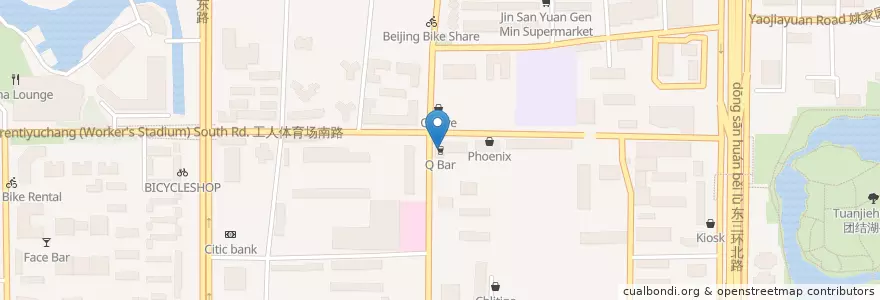Mapa de ubicacion de Q Bar en 중국, 베이징시, 허베이성, 朝阳区 / Chaoyang.