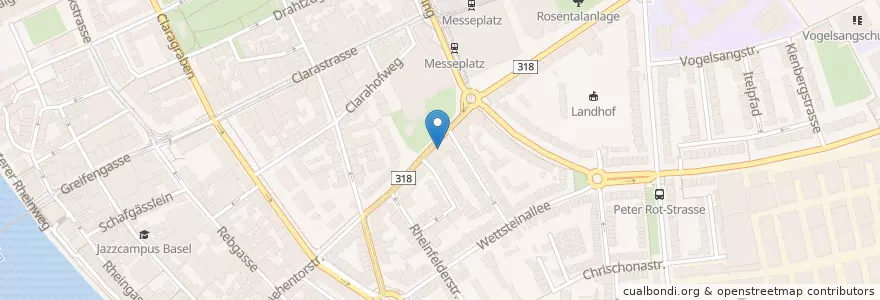 Mapa de ubicacion de Migrol Service Riehenstrasse en Schweiz/Suisse/Svizzera/Svizra, Basel-Stadt, Basel.