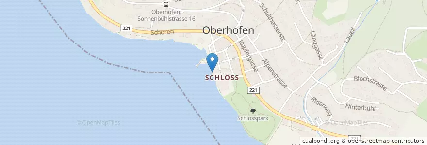 Mapa de ubicacion de Restaurant Schloss Oberhofen en 瑞士, 伯尔尼, Verwaltungsregion Oberland, Verwaltungskreis Thun, Oberhofen Am Thunersee.