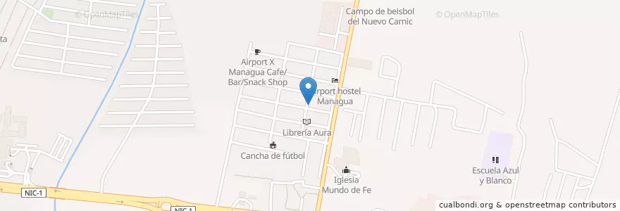 Mapa de ubicacion de Librería Aura en Nikaragua, Departamento De Managua, Managua (Municipio).