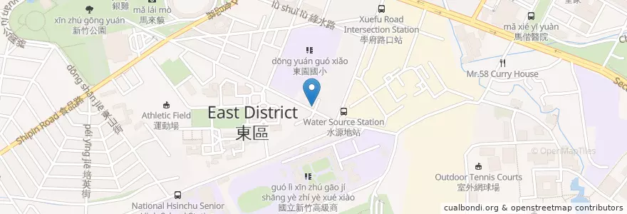 Mapa de ubicacion de 樂天蔬食小館 en تايوان, مقاطعة تايوان, سين شو, 東區.